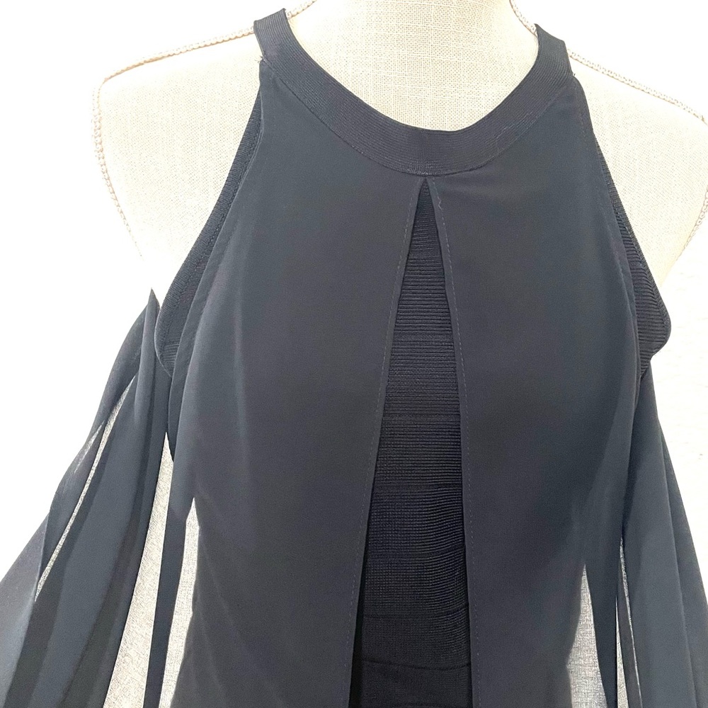 Venus Black Bandage Dress With Sexy Sheer Overlay! Like New! - Picture 9 of 13